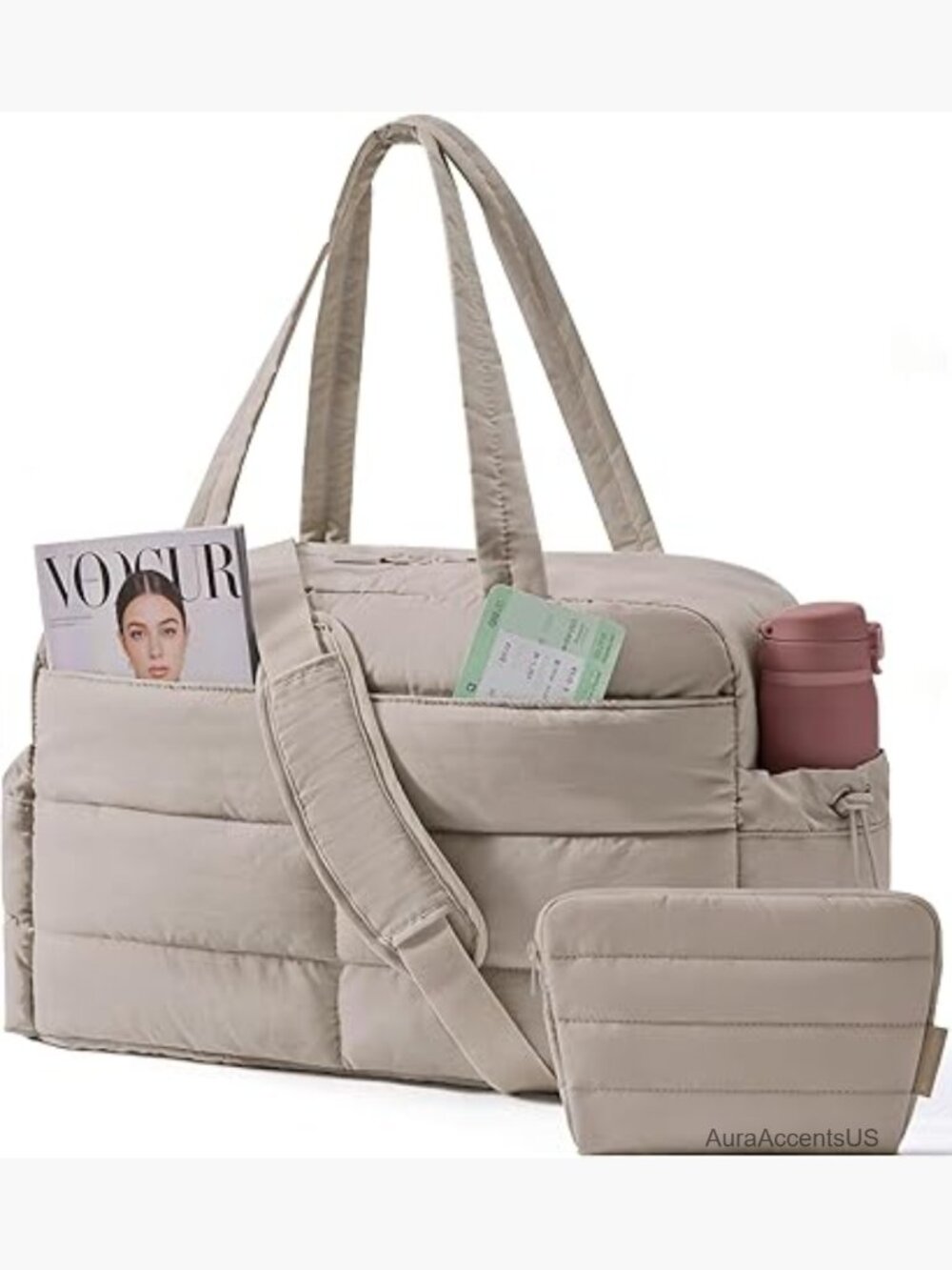 Lightweight Puffer Duffle Bag Set - 31L Travel Weekender Overnight Tote